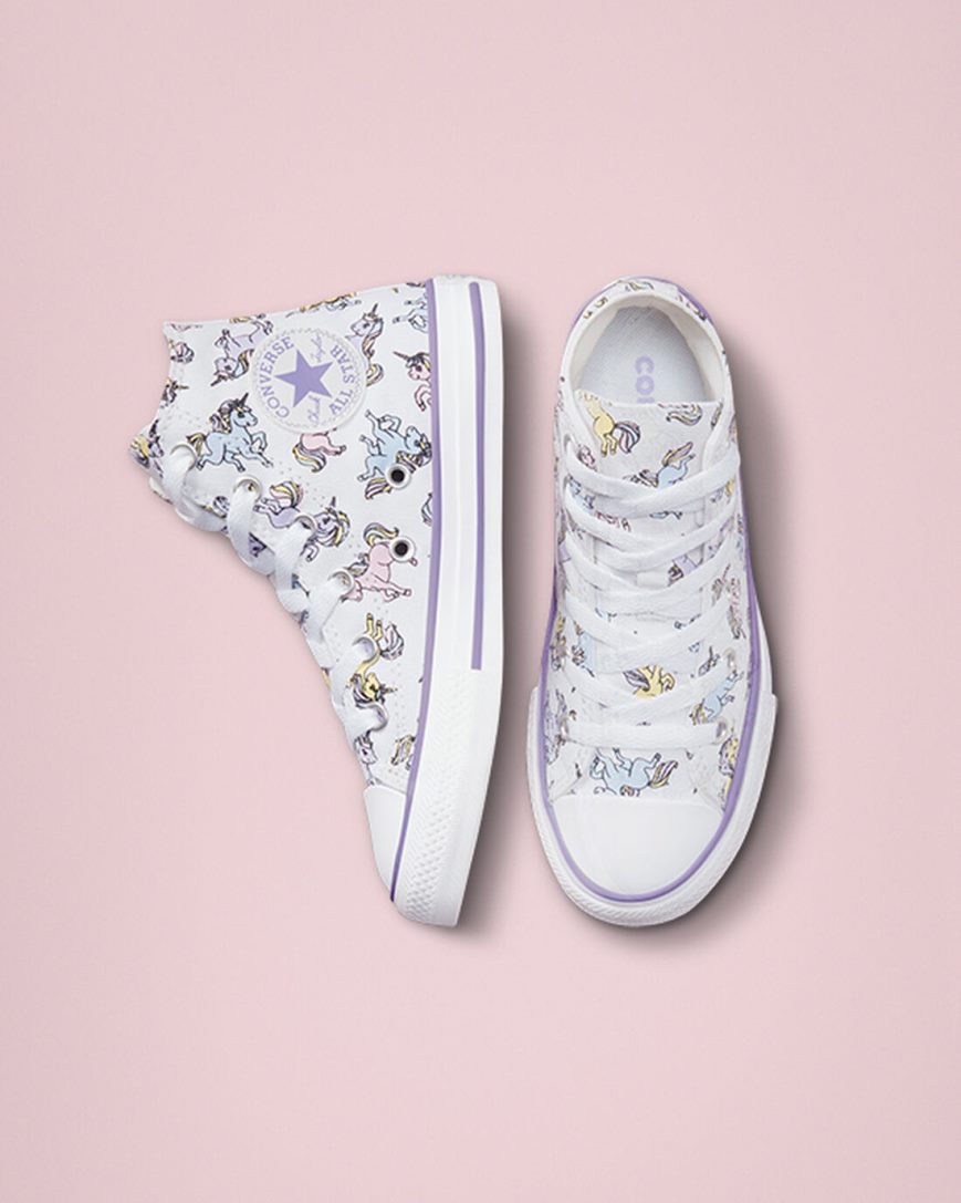 Zapatillas Altas Converse Chuck Taylor All Star Unicorns Niña Blancas Gris Moradas | PE W8E752